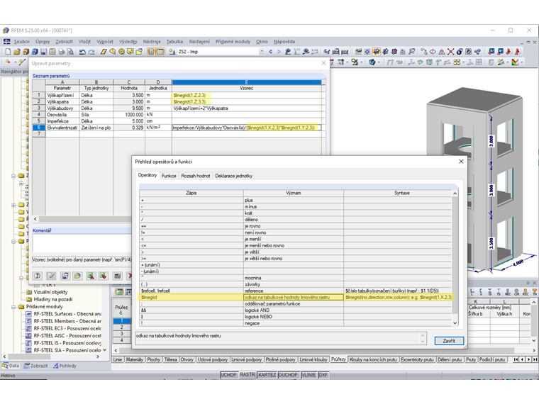 Editor rovnic s odkazem na zadání liniového rastru