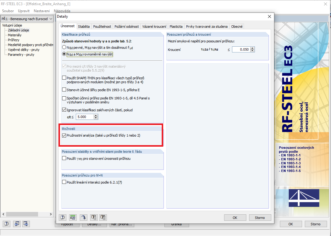 Pružnostní posouzení pro všechny třídy průřezů