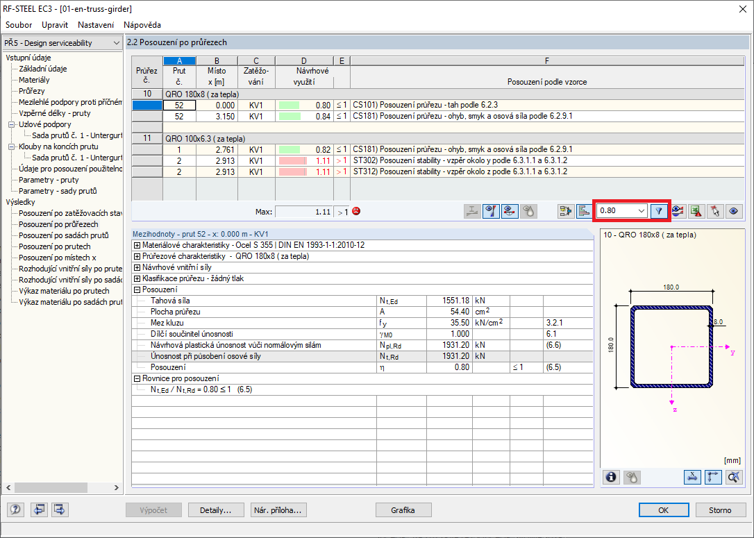 Filtr pro všechna posouzení větší než 0,8