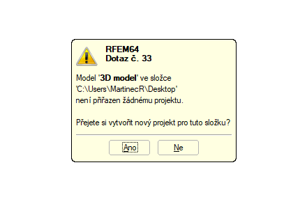 Dotaz RFEM na možnost propojení