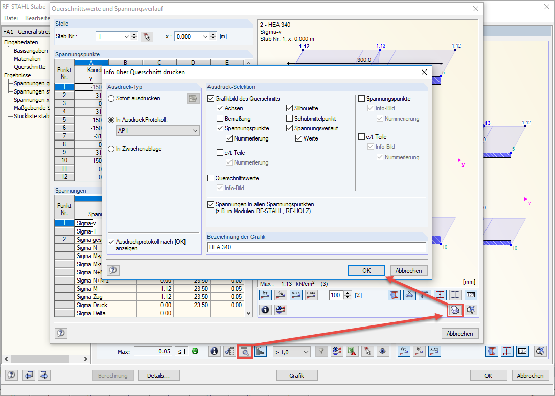 Tisk průběhu napětí
