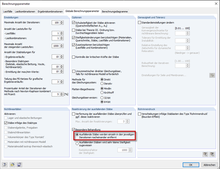 Dialog „Parametry výpočtu“