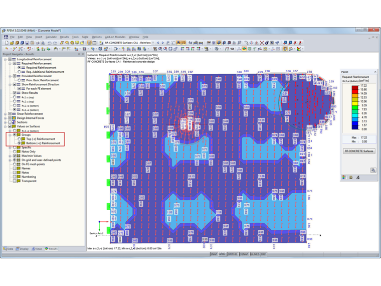Zobrazit směr výztuže