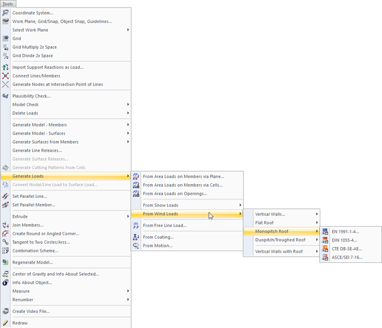 Generování zatížení ze zatížení větrem