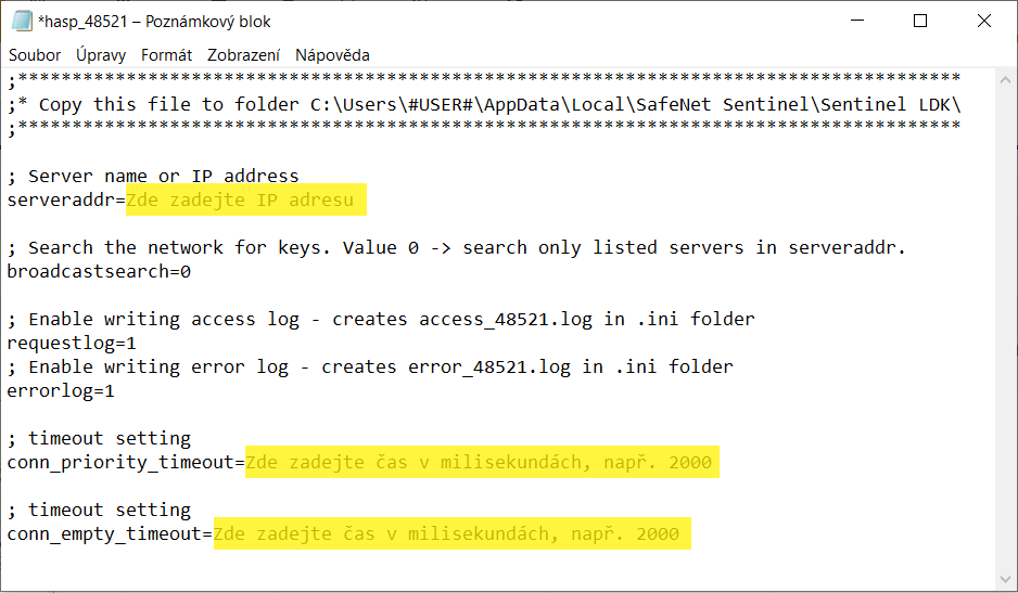 Parametry souboru hasp_48521.ini