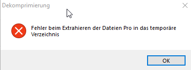 Chybové hlášení po spuštění instalace