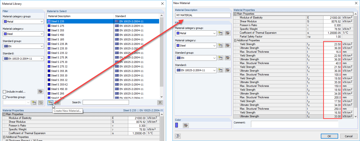 Vytvořit nový materiál