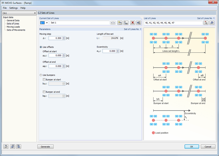 Vytvoření pohyblivého zatížení v modulu RF-MOVE Surfaces
