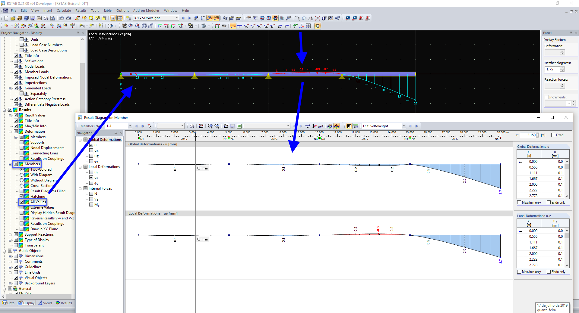 Zobrazení hodnot všech výsledků