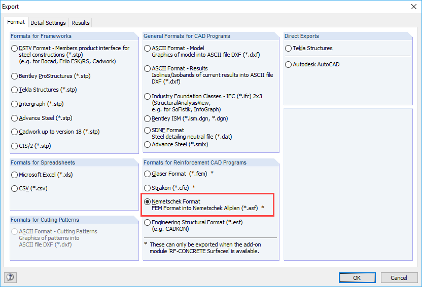 Export plošné výztuže do programu Allplan