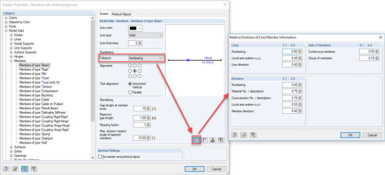 Stanovení relativních poloh informací o prutech