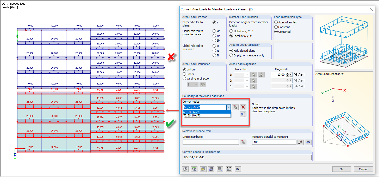 Generování plošných zatížení po průřezech