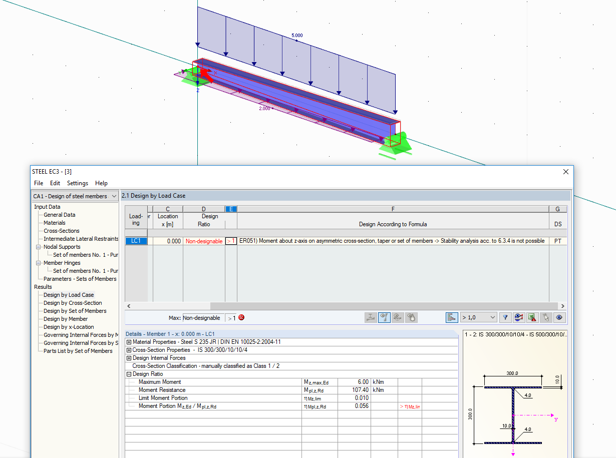 Upozornění pro posouzení sady prutů s příčným ohybem