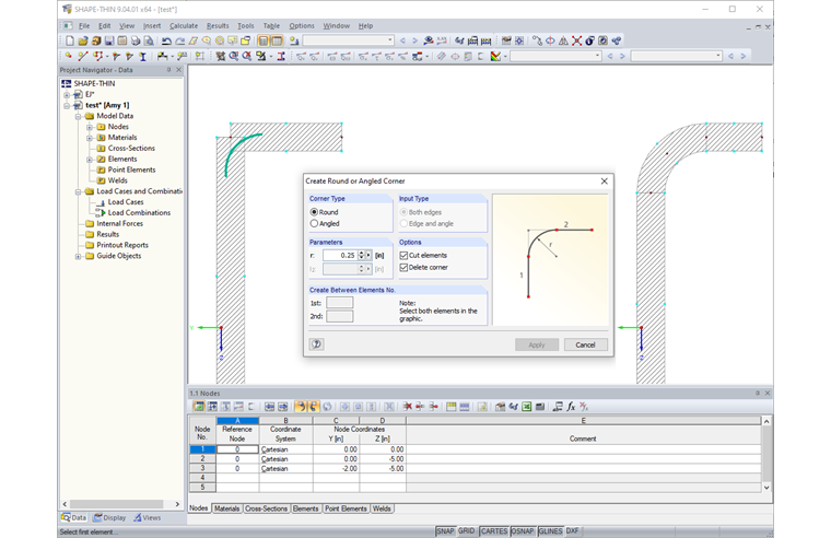Vytvoření zaobleného rohu nebo rohu s úkosem