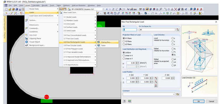 Nové volné obdélníkové zatížení