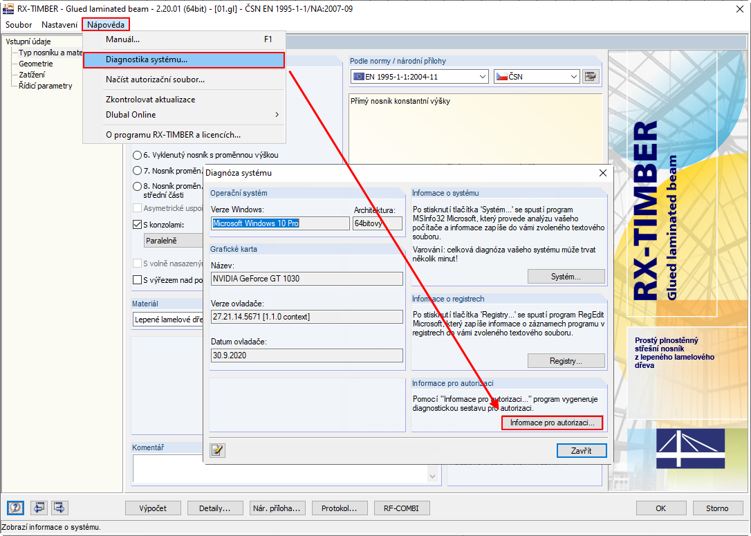 Vytvoření diagnostického souboru