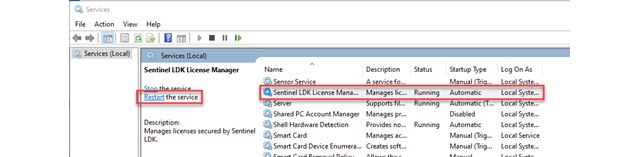 Služba Sentinel LDK License Manager