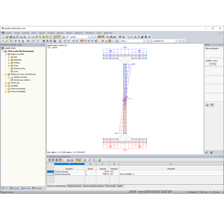 Výsledky v programu SHAPE-THIN
