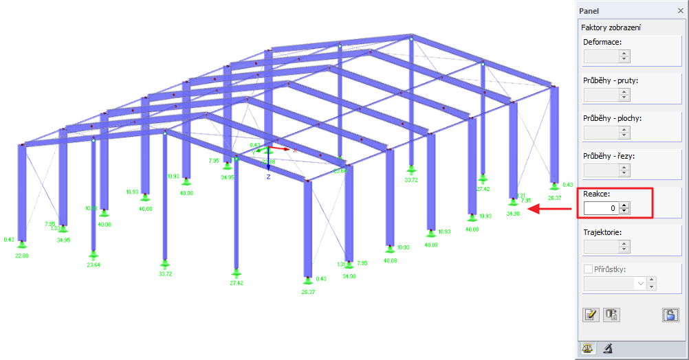 Faktor zobrazení podporových sil