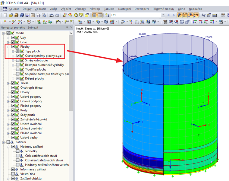 Osový systém plochy