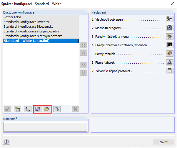 Export a import konfigurace jako souboru