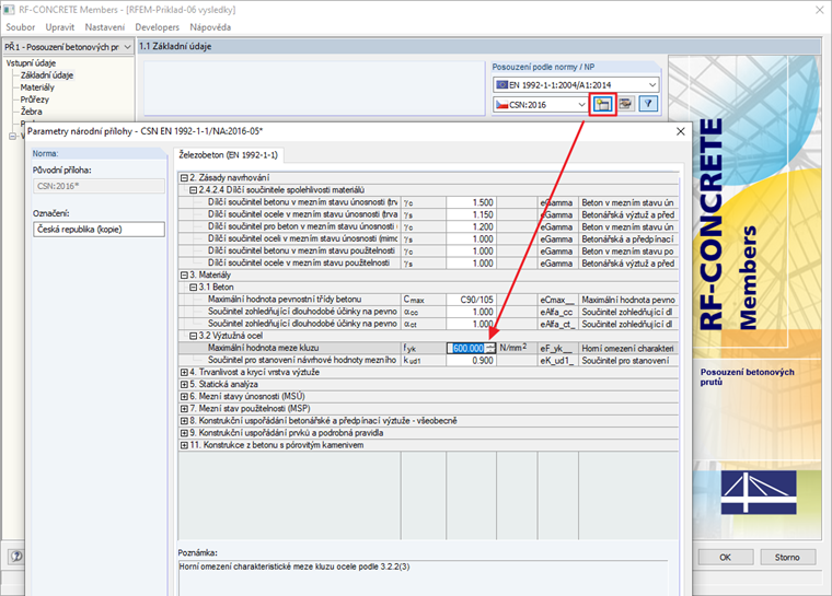 Vytvoření národní přílohy definované uživatelem