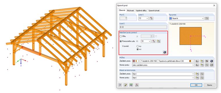 Zadání natočení prutu v programu RSTAB a RFEM