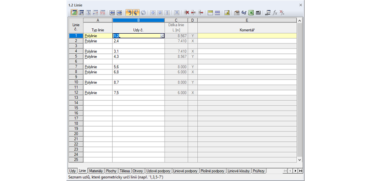 Prázdné řádky v okně tabulky