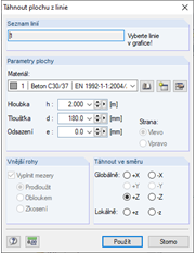 Dialog "Táhnout plochu z linie"