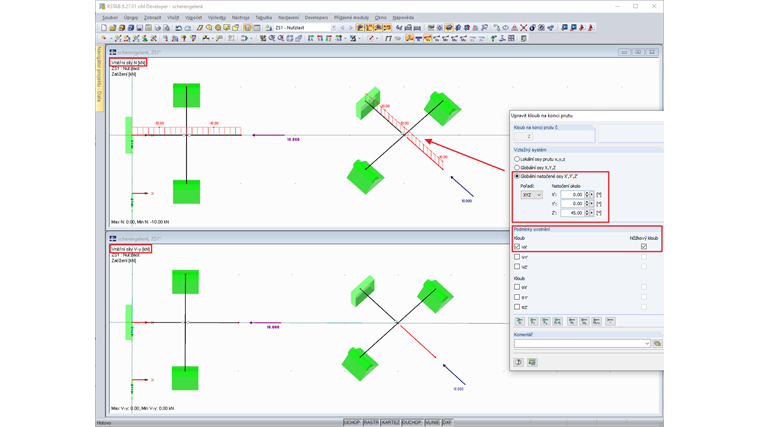 Natočený nůžkový kloub
