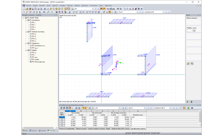 Ztužující systém v programu SHAPE-THIN