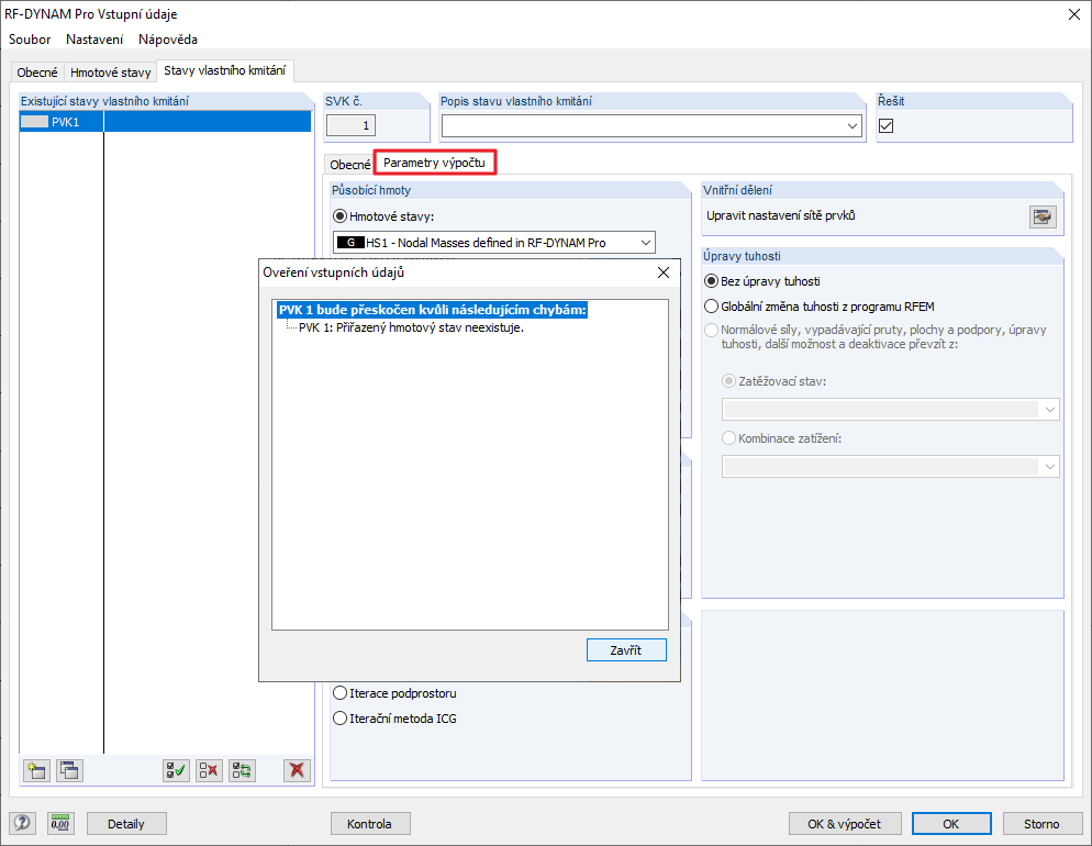 Upozornění: "Případ s přiřazenou hmotou neexistuje."