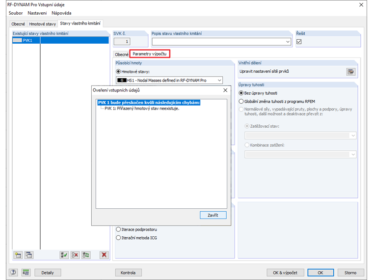 Upozornění: "Případ s přiřazenou hmotou neexistuje."