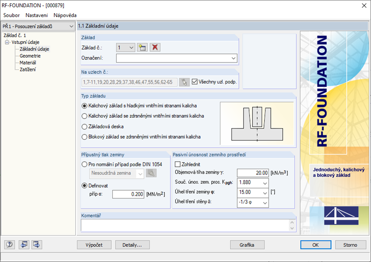 Dialog 1.1 Základní údaje v FOUNDATION
