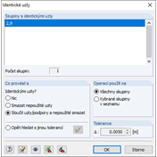 Výsledek kontroly modelu na identické uzly