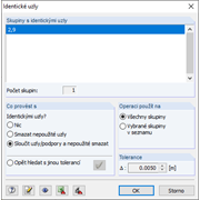 Výsledek kontroly modelu na identické uzly