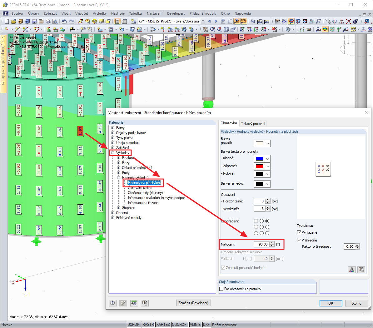 Natočení výsledkové hodnoty