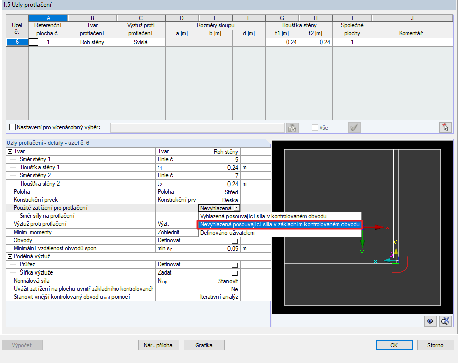 Metoda pro stanovení použitého zatížení pro protlačení v modulu RF-PUNCH Pro