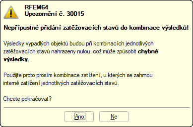 Upozornění č. 30015 před spuštěním výpočtu