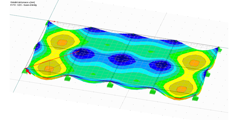 Prut integrovaný do plochy pro vyhodnocení tabulky 4.4 "Pruty - lokální deformace"