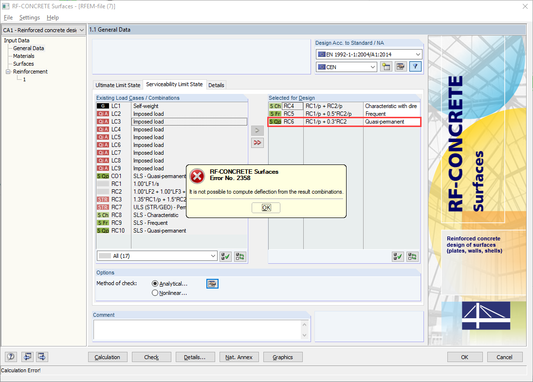 Chyba č. 2358 při spuštění výpočtu