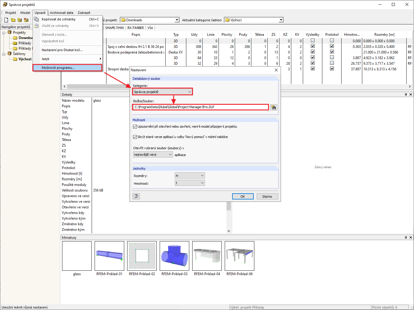 Projektový manažer: Zadání umístění PRO.DLP na síťovém disku