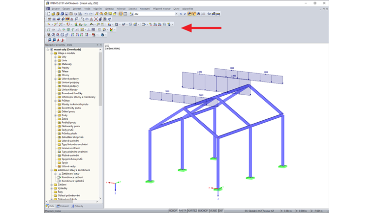 Posunutý panel nástrojů