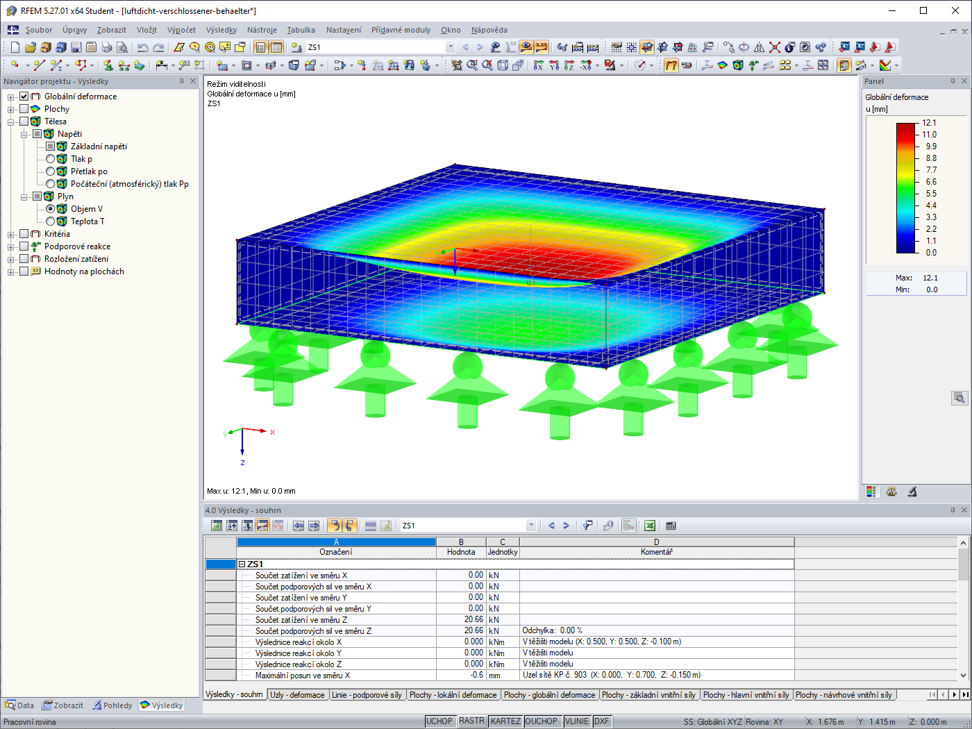Pohled dovnitř deformovaného objektu