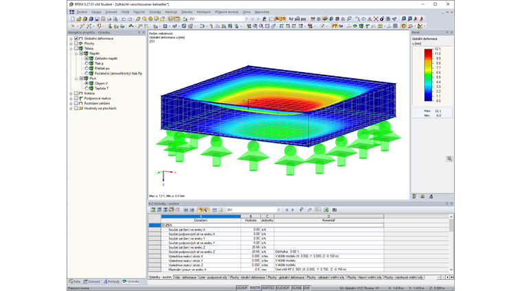 Pohled dovnitř deformovaného objektu