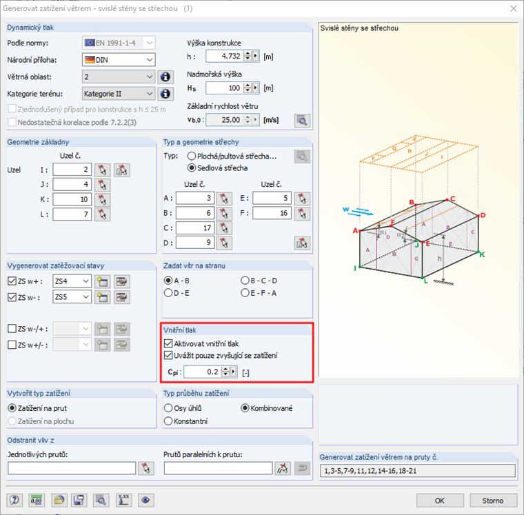 Generátor zatížení Vítr Vnitřní tlak