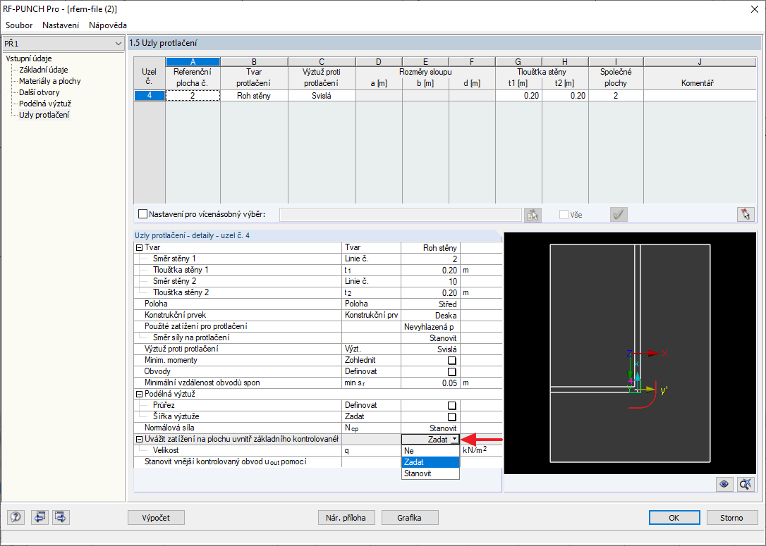 Uvážit zatížení na plochu uvnitř základního kontrolovaného obvodu