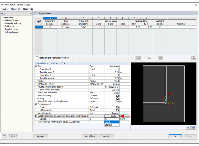 Uvážit zatížení na plochu uvnitř základního kontrolovaného obvodu