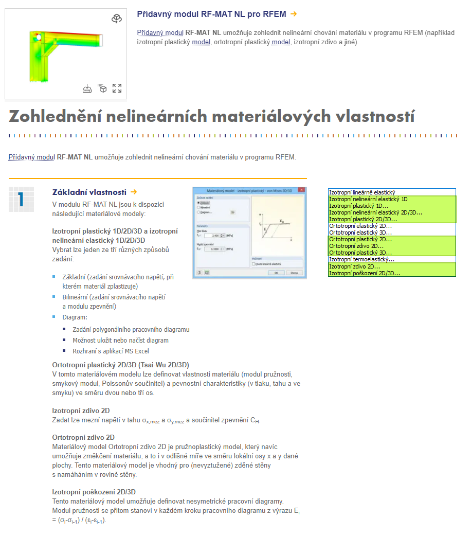 Materiálové modely v programu RFEM