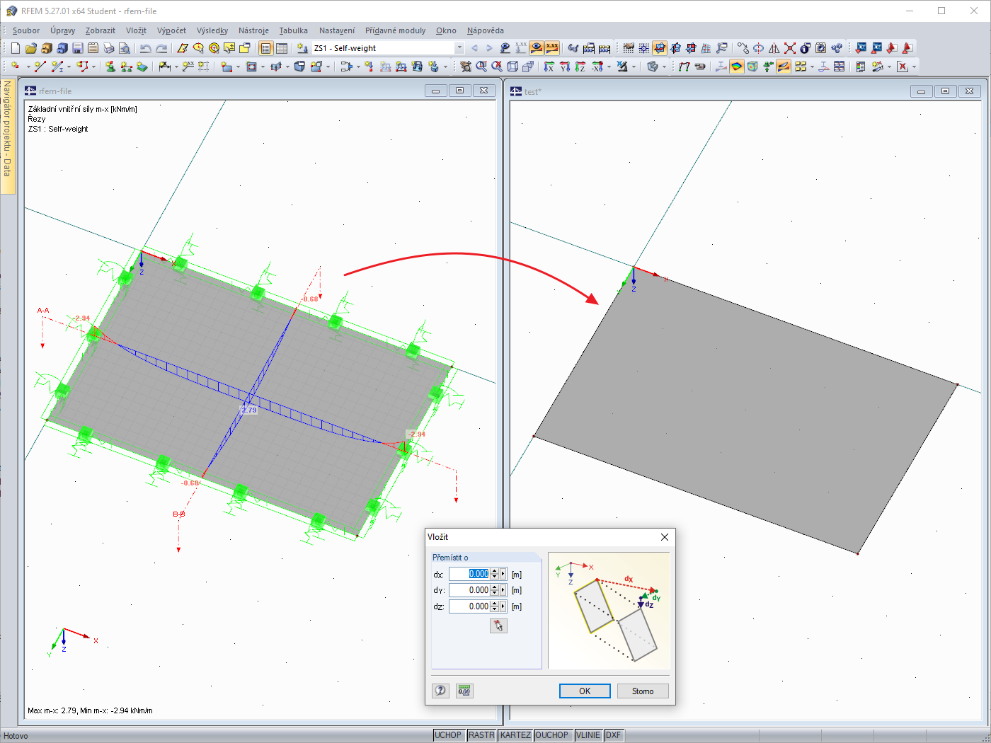Přenos řezu kopírováním a vložením